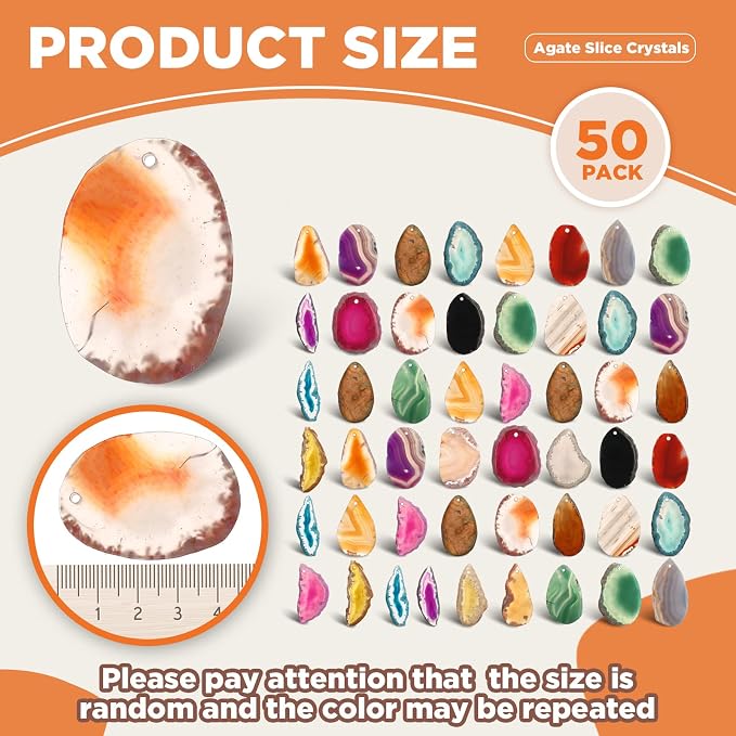 Nuenen 50 Pcs Polished Agate Slices Bulk Light Table Slices Crystals Healing Crystals Geode Stones Irregular Agate Pendants Gemstones for DIY Jewelry Making Home Decor(Large)