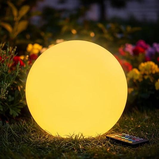 12 inch Solar Globe Light Outdoor Waterproof, Solar Ball for Garden | IP65 Waterproof 16 RGB Color Ball Light Outdoor w/Ground Stake, Solar Orbs for Outside w/Remote, for Patio Yard Lawn Backyard