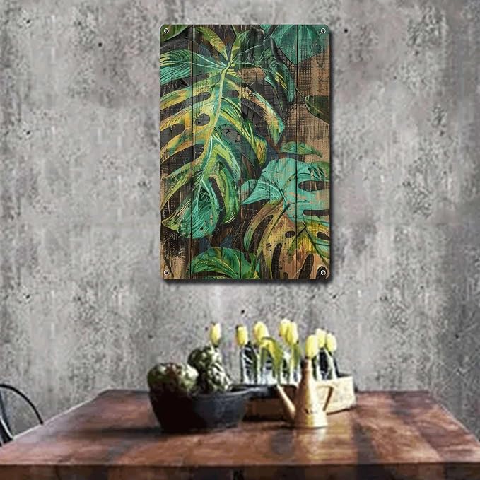 Metal Sign Tin Sign Vintage Wall Art Vintage Monstera Deliciosa Tin Sign for Rustic Wall Art Shabby Chic Interiors and Plant Lover Signs for Garden for Bar 6×8 Inches