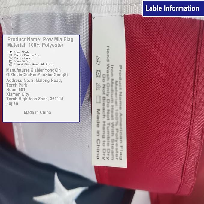 Homissor Pow Mia Flag Embroidered 3x5 Outdoor - Heavy Duty Double Sided You are Not Forgotten War Flags 300D Military Pow Flags for Outside