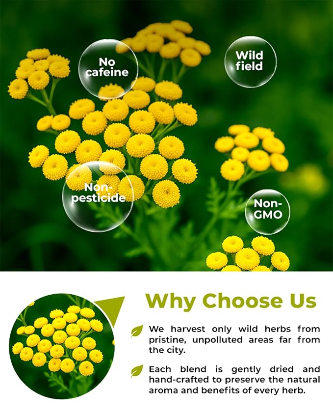 1.8 oz. Pishma Tea Tansy Flowers Herbal Tea (Tanacetum Vulgare L.) - 50g Dried Cut Tansy Flowers Herb
