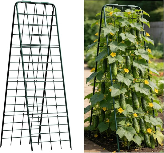 Heavy Duty Trellis for Climbing Plants, 50"x17" Adjustable Height Steel Cucumber Trellis, Powder Coated Metal Garden Trellis for Raised Beds,Tomatoes, Cucumbers & Outdoor Vines