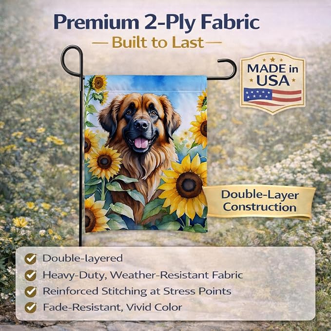 Caroline's Treasures DAC6115GF Leonberger in Sunflowers Garden Flag Mailbox Flag Decorative Yard Flag Banner Outside Patio Artwork Yard Flower Beds, Garden Size, Multicolor
