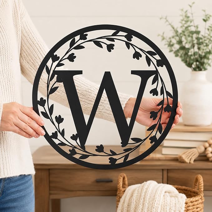 Custom Metal Monogram Sign, Personalized Metal Letters Wall Decor, Personalized Large Initial Letter, Outdoor Letters Signs for Home, Porch, Garden, Family Name Monogram Decor for Outside