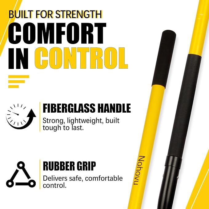 Nohovu Heavy Duty 10 Tine Pitchfork with Fiberglass Handle, 56 Inch Garden Fork for Hay, Compost, Mulch & Yard Work