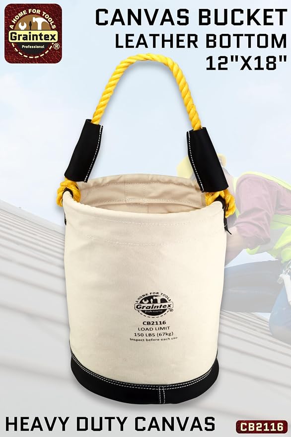 Graintex CB2116 Utility Canvas Bucket Leather Bottom