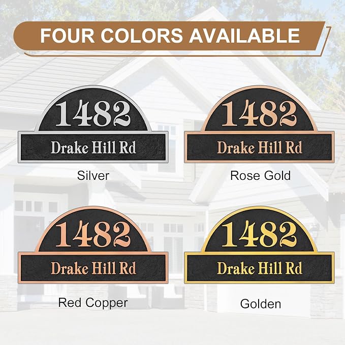 Address Plaque Creative Design - 12'' x 6.02'' Custom Address Sign for House,House Number Plaque Sign for Outside House,Driveway,Mailbox Metal & Large Options (Style 3)