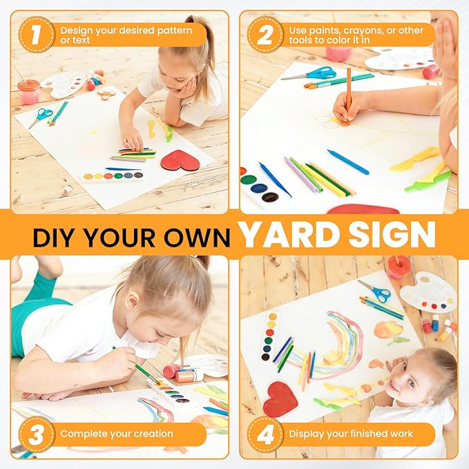 10 Pack Yard Signs with Metal Stakes, Custom Yard 17 x 12 Inches, Corrugated Plastic Board for Sale Sign Outdoor, Rent, Guidepost, Garage Sale Signs, Birthday Party