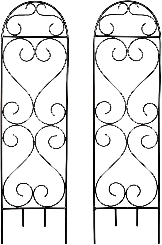 Hosley Set of 2 Iron Wave Pot Trellis 7.5" W x 27" H, Ideal Gift for Floral Arrangements Wedding or Party and Use Next to Structures Home or in Planters for Growing Floral Plants Vines and Vegetable