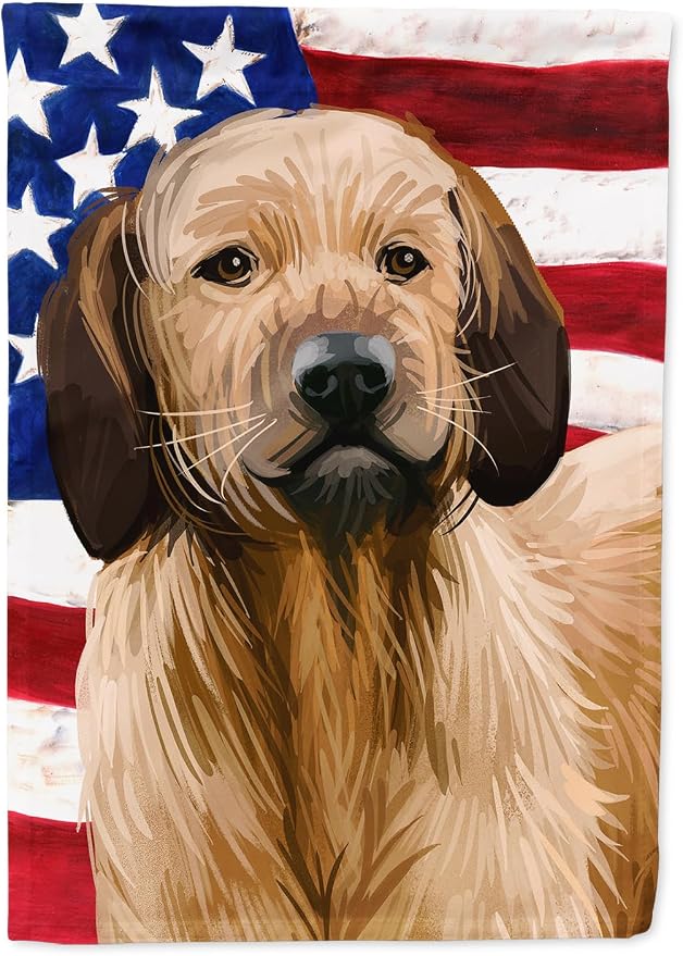 Caroline's Treasures CK6728CHF Styrian Coarse-haired Hound American Flag House Flag Large Porch Sleeve Pole Decorative Outside Yard Banner Artwork Wall Hanging, Polyester, House Size, Multicolor