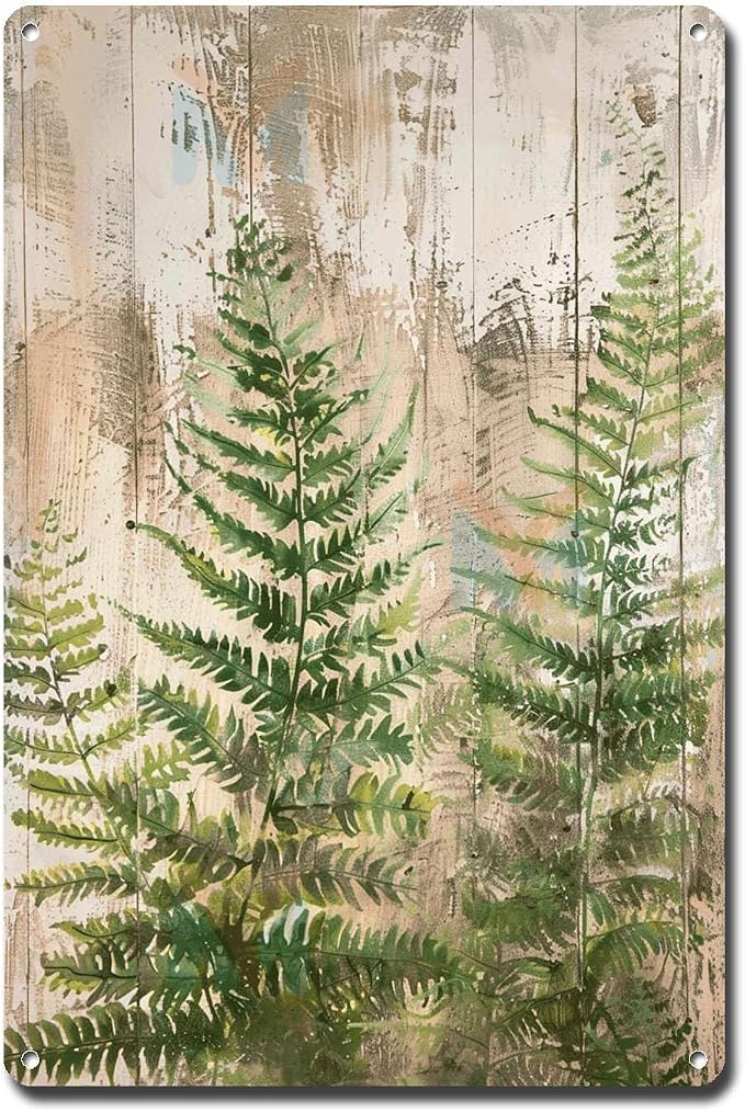Metal Sign Tin Sign Vintage Wall Art Rustic Elegance Fern Tin Sign for Easy Installation Durable Aluminum and Weather Resistant Design Vintage Sign for Pub 12×16 Inches