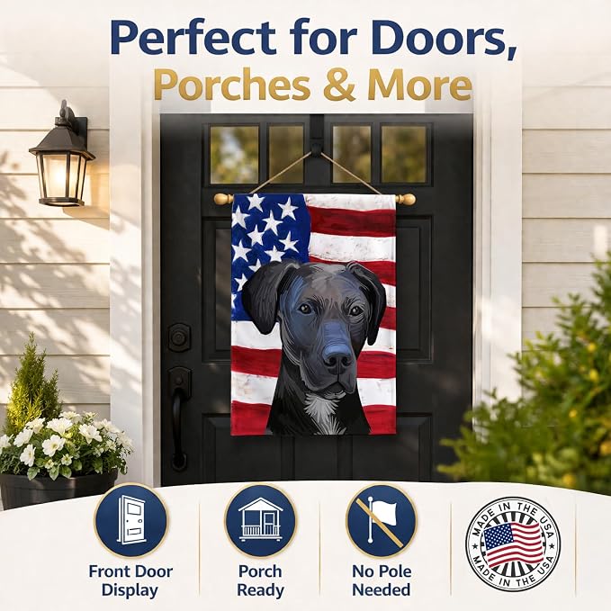 Caroline's Treasures CK6727CHF Stephens Cur Dog American Flag House Flag Large Porch Sleeve Pole Decorative Outside Yard Banner Artwork Wall Hanging, Polyester, House Size, Multicolor