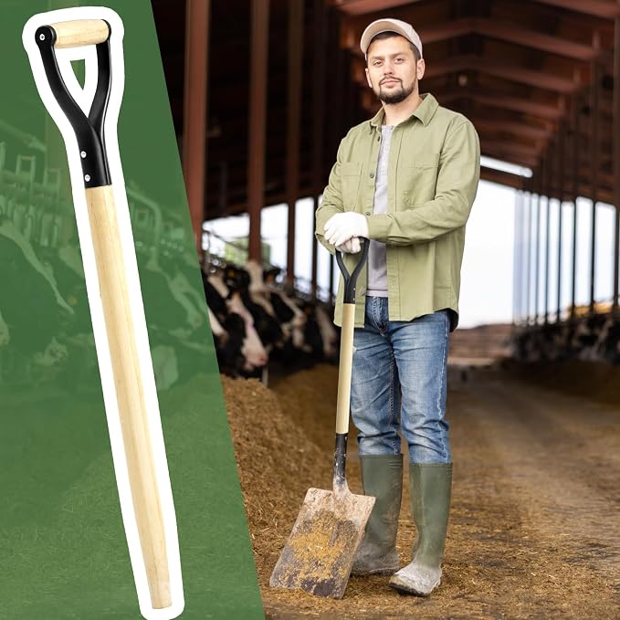 1 Pcs Pitchfork Spading Handle Replacement 30 Inch Wooden Shovel Handle Replacement D Shaped Pitch Fork Handles Tool Accessories for Shovel Scoop Hoe Rake Garden Digging