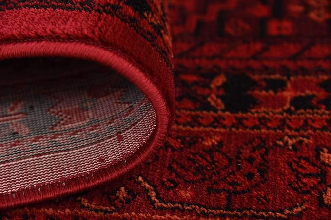 Unique Loom Tekke Collection Area Rug - Sheibani (4' 1" x 6' 1" Rectangle Red/Black)