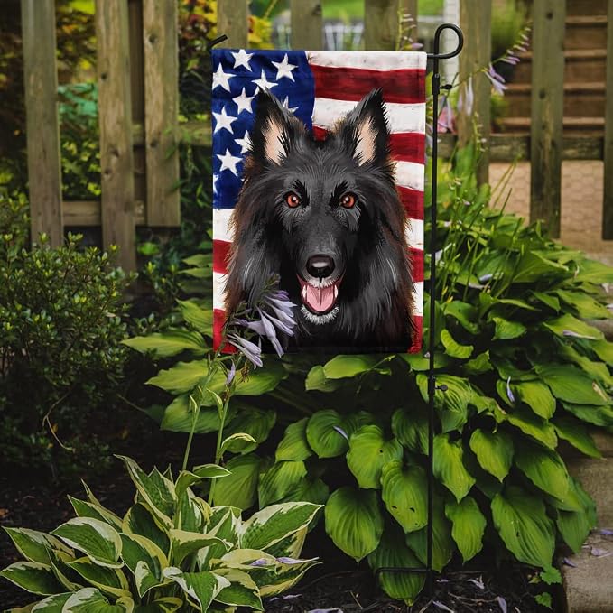 Caroline's Treasures CK6426GF Belgian Groenendael American Flag Garden Flag Mailbox Flag Decorative Yard Flag Banner Outside Patio Artwork Yard Flower Beds, Garden Size, Multicolor