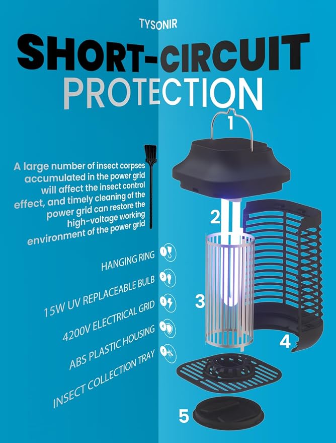Bug Zapper 4200V, 9.84Ft Power Cord w/Switch, Electronic Mosquito lamp