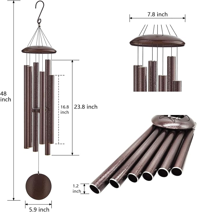Extra Large Wind Chimes for Outside Deep Tone, Sympathy Memorial Gifts for Loss of Loved One,48" Big Wind Chime w/ 6 Heavy Tuned Aluminum Tubes Outdoor Clearance for Garden,Yard,Patio & Lawn