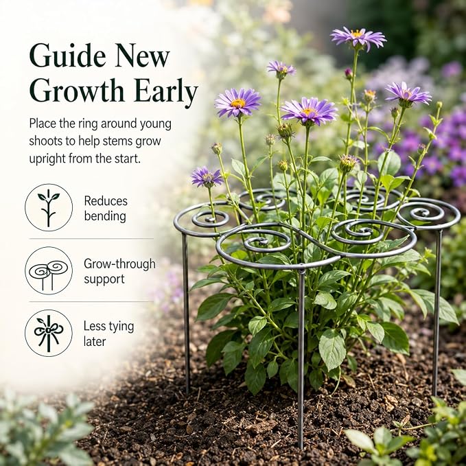 2026 Metal Plant Support Ring,Extra Large Peony Supports for Outdoor Plants,Perfect for Peonies Cages,Hydrangea Support Flower Cages,Grow-Through Plant Supports,A Garden Must-Have (1pcs*Small)