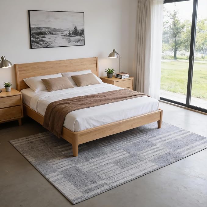 Washable Area Rugs 5'x7' Non-Slip Modern Abstract Soft for Living Room Entryway Bedroom Nursery, Print Pattern, Ash Tonal Gray