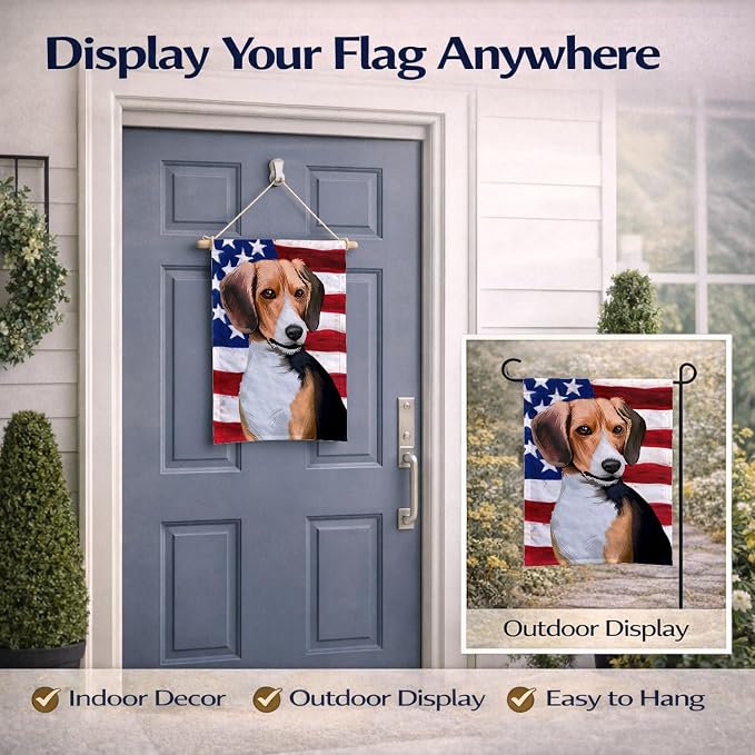Caroline's Treasures CK6421GF Beagle American Flag Garden Flag Mailbox Flag Decorative Yard Flag Banner Outside Patio Artwork Yard Flower Beds, Garden Size, Multicolor