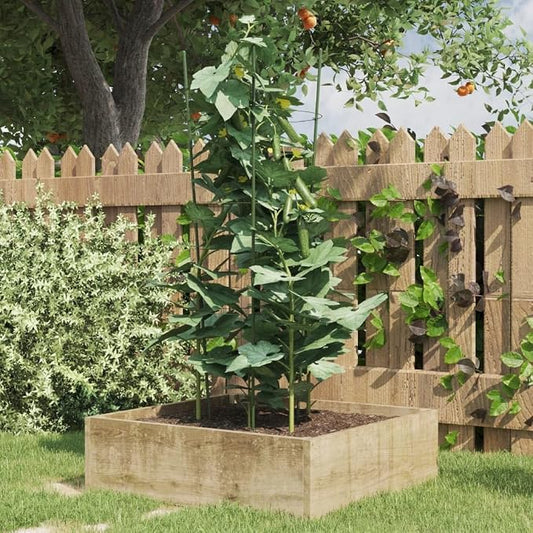 5 Pcs Green 29.5" Steel Garden Plant Supports with 3 Rings for Climbing Fruits, Flowers, Vegetables, Tomato Cage for Indoor Outdoor Pots