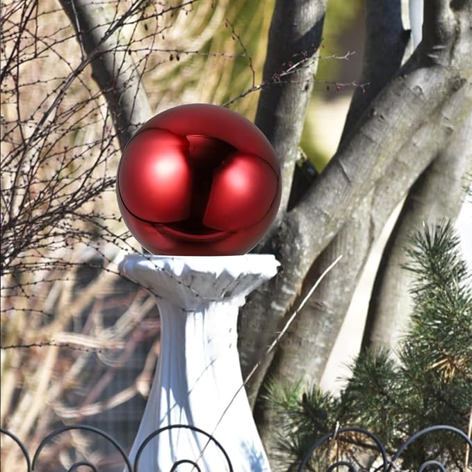 Kisangel Gazing Ball Polished Reflective Sphere Garden Outdoor Art Ball for Garden Lawn and Home Decoration Define Gazing Ball