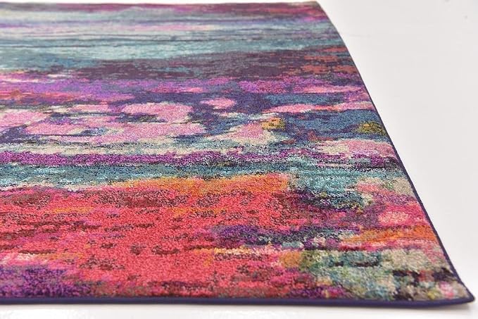 Unique Loom Chromatic Collection Modern Colorful & Vibrant Abstract Area Rug For Any Home Décor (10' 6 x 16' 5 Rectangular, Multi/ Light Blue)