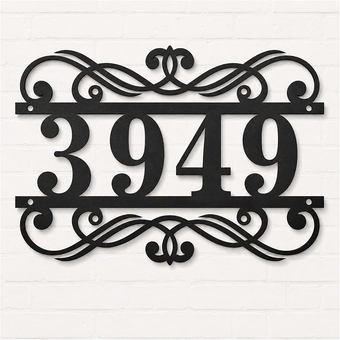 Personalized Metal House Number Sign Custom Address Plaque Modern House Numbers Outdoor Wall Mounted Address Sign Decorative Home Entry Porch Farmhouse Curb Appeal Gift for New Home