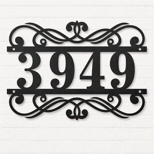 Personalized Metal House Number Sign Custom Address Plaque Modern House Numbers Outdoor Wall Mounted Address Sign Decorative Home Entry Porch Farmhouse Curb Appeal Gift for New Home