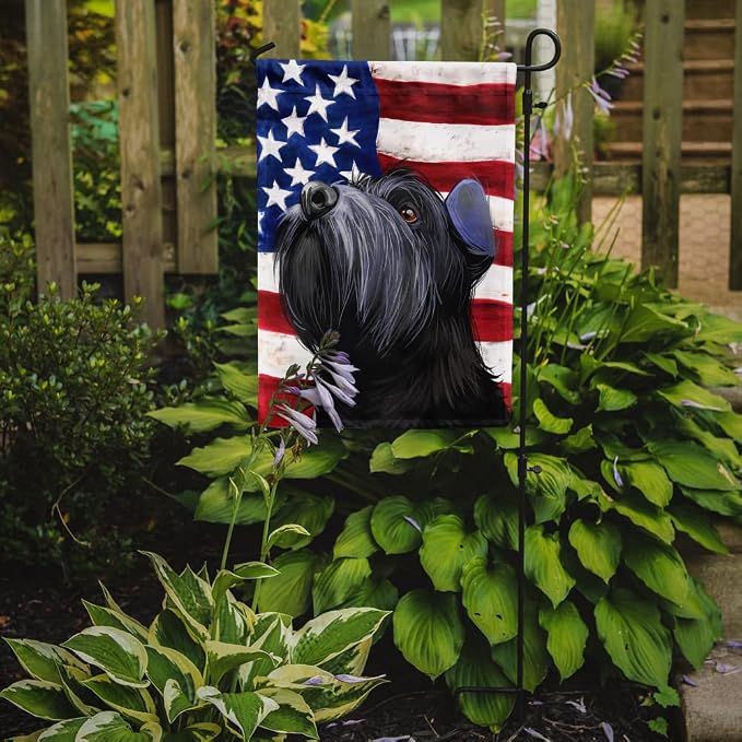 Caroline's Treasures CK6725GF Standard Schnauzer Black American Flag Garden Flag Mailbox Flag Decorative Yard Flag Banner Outside Patio Artwork Yard Flower Beds, Garden Size, Multicolor