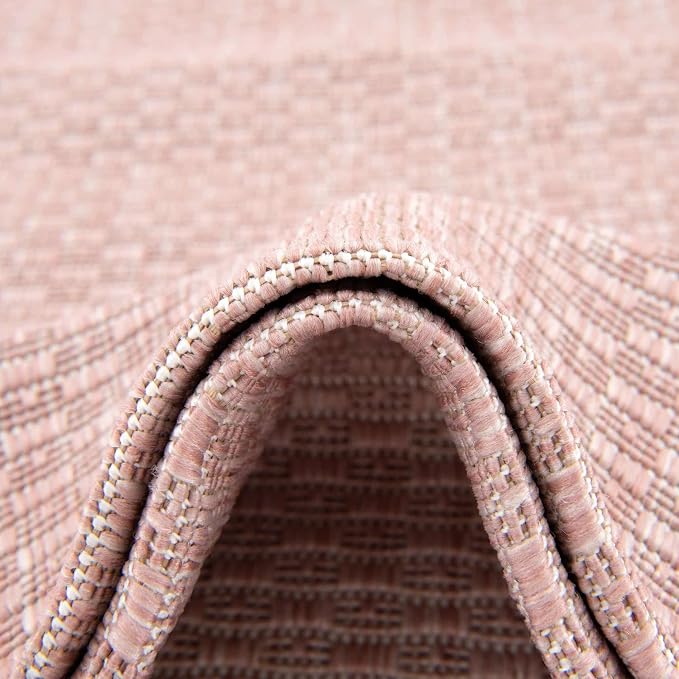 Unique Loom Collection Casual Transitional Solid Heathered Indoor/Outdoor Flatweave Area Rug (2' 7" x 12' Runner, Whisper Pink/Ivory)