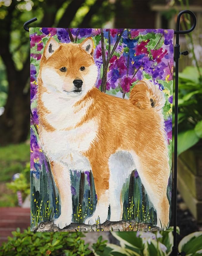 Caroline's Treasures SS8061GF Shiba Inu Garden Flag Mailbox Flag Decorative Yard Flag Banner Outside Patio Artwork Yard Flower Beds, Garden Size, Multicolor