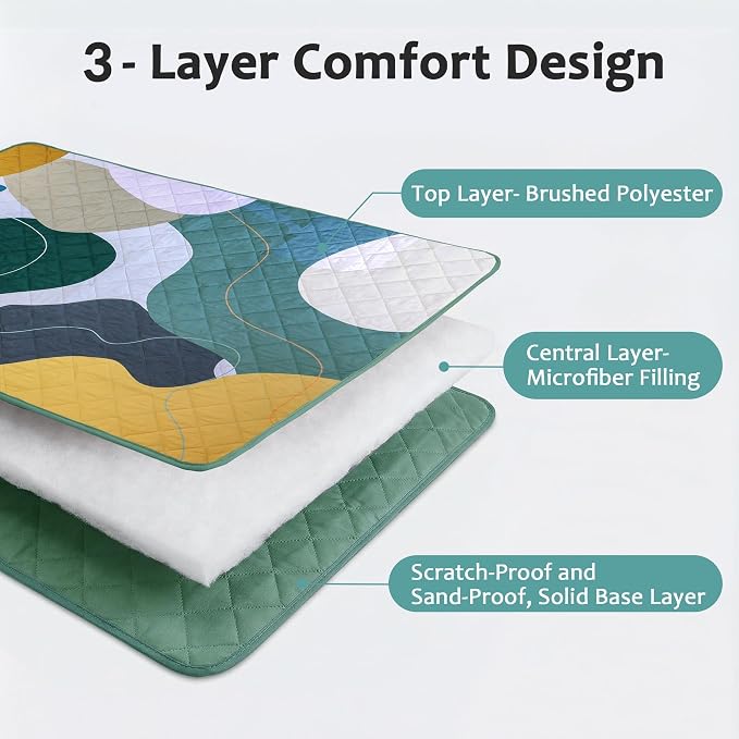 Exclusivo Mezcla Extra Large Waterproof Picnic Blankets 3 Layer, Sandproof and Foldable Outdoor Blanket for Beach Camping, Park and Travel