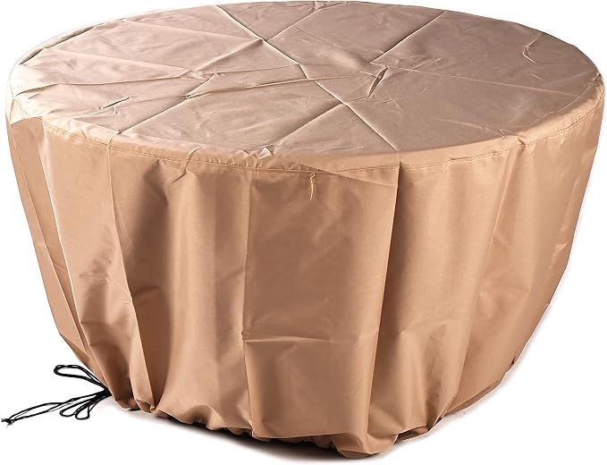 Oakland Living Round 34 in. x 34 in. Aluminum Propane Fire Pit Table with Glass Beads, Two Covers, Lid, 37,000 BTUs in White Finish