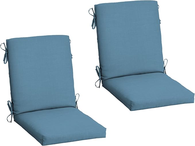 Arden 2-Pack Patio Dining Outdoor Chair Cushions, 20x44, Rain-Proof Seat Pad, Fade-Resistant Outdoor French Blue Texture