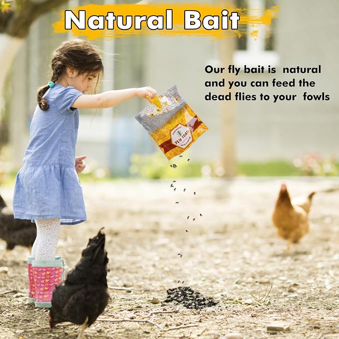 6 Pack Big Fly Traps Outdoor Hanging for Patio, Flies Bags Outdoor Disposable with 50g Bait, Bug Fly Hunter Catcher Killer Control for Barn Horse Ranch Chicken Coop
