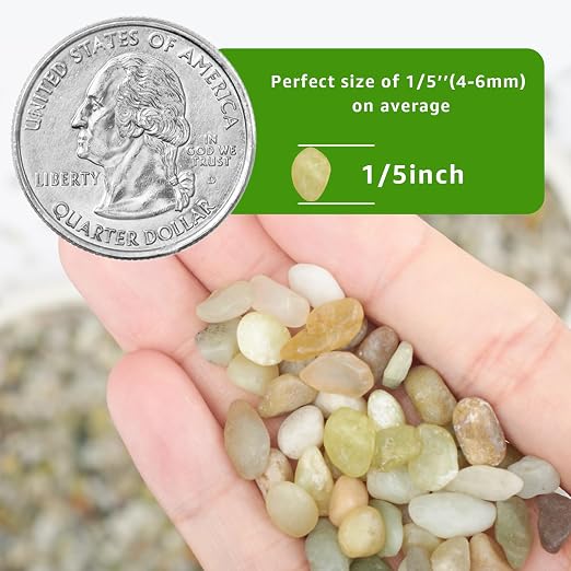 20lbs Natural Gravel Pebbles for Succulents and Cacti, 1/5 Inch Decorative River Stones – Perfect for Vases, Aquariums, Terrariums, and Outdoor Gardening, Mixed Colors (Jade, 20 Pounds)