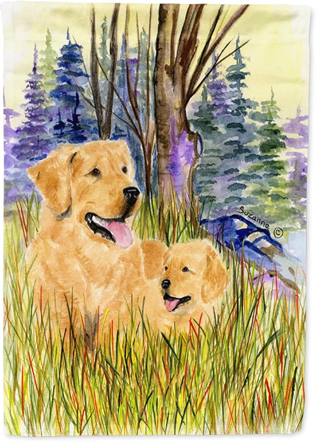 Caroline's Treasures SS8014GF Golden Retriever Garden Flag Mailbox Flag Decorative Yard Flag Banner Outside Patio Artwork Yard Flower Beds, Garden Size, Multicolor