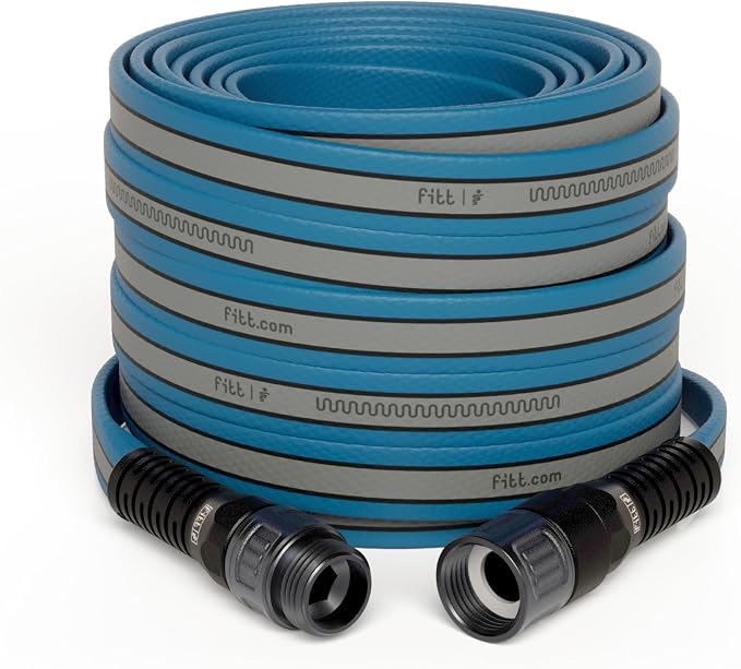 FITT HiFlo Water Hose 50ft, Multipurpose Flat Garden Hose, Easy to Use and Long-lasting Performance, Grey