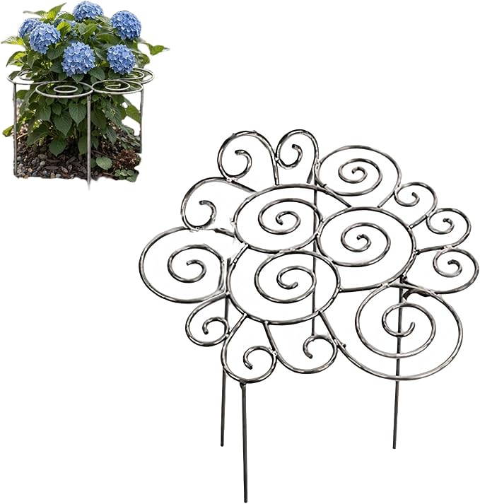 Metal Plant Support Ring for Garden, Peony Cages and Supports, Decorative Metal Plant Support Ring, Heavy-Duty Flower Support Frame, Outdoor Orchid Clip (L)