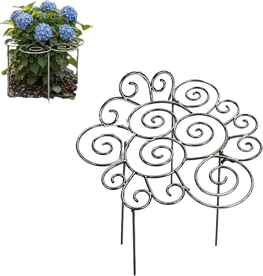 Metal Plant Support Ring for Garden, Peony Cages and Supports, Decorative Metal Plant Support Ring, Heavy-Duty Flower Support Frame, Outdoor Orchid Clip (L)