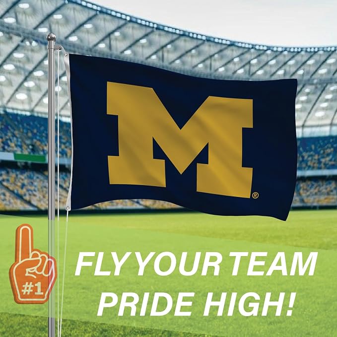 NCAA University Of Michigan Flag with Grommets, 3'x5' Michigan Wolverines Outdoor College Flags & Banners for Garden Patio Indoor Wall Décor