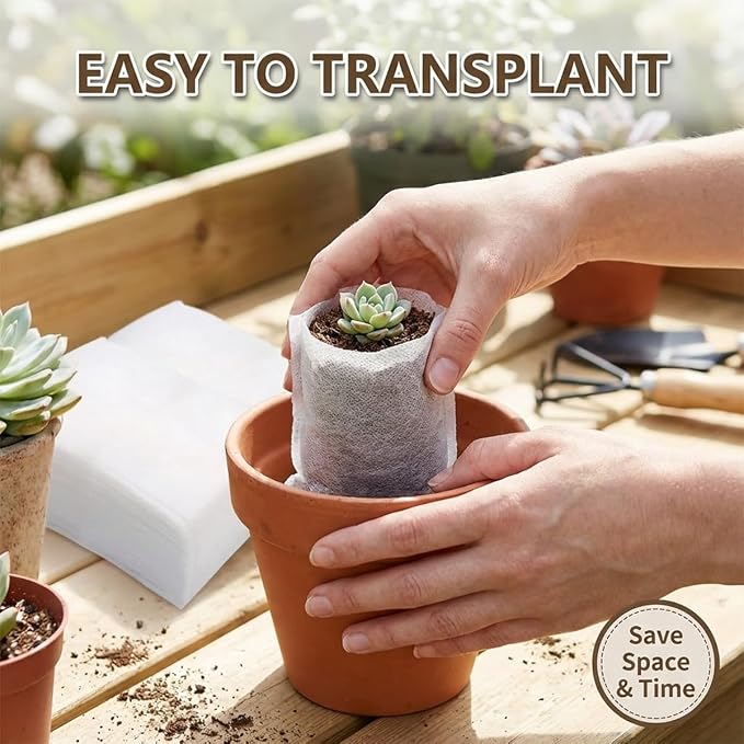 gardtree 1/16 Gallon 400PCS Small Plant Nursery Bags 4x4.7 Inch, Non-Woven Seedling Bags, Breathable & Sturdy Grow Bags for Succulents Vegetables, Easy Transplant, Space-Saving for Home Garden