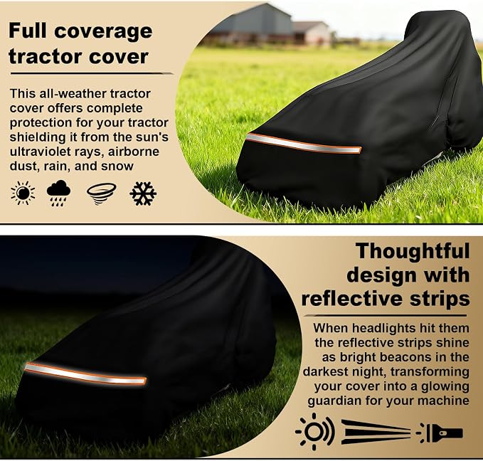Tractor Cover,Tractor Covers Waterproof Heavy Duty with Storage Bag(189L x 76 W x 86 H in)，600D Oxford Cloth Waterproof Universal Cover,UV Protection, Dustproof-All Weather Protection