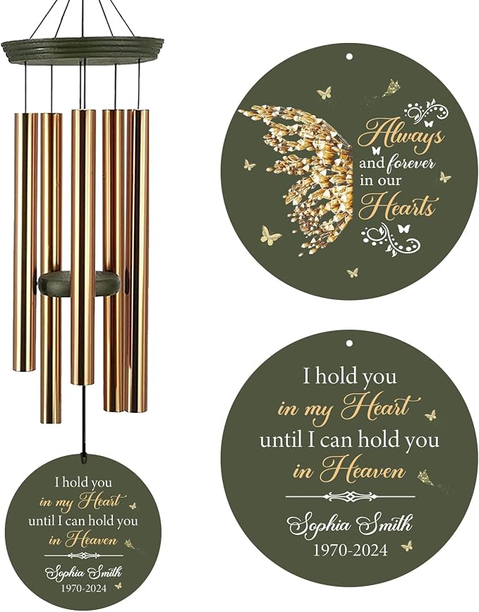 ASTARIN Memorial Butterfly 36" Wind Chimes, Personalized Name Sympathy Wind Chime, in Memory of Loss Mom Loved One, Large Deep Tone Bereavement Windchimes for Outdoors Clearance(Produced in Texas)