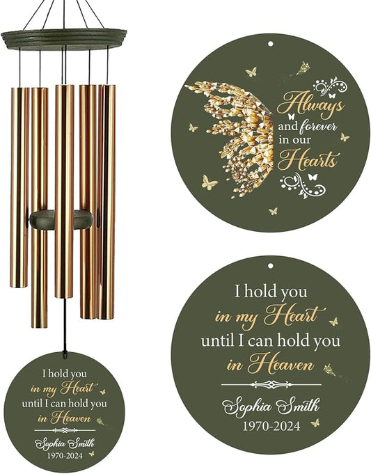 ASTARIN Memorial Butterfly 36" Wind Chimes, Personalized Name Sympathy Wind Chime, in Memory of Loss Mom Loved One, Large Deep Tone Bereavement Windchimes for Outdoors Clearance(Produced in Texas)