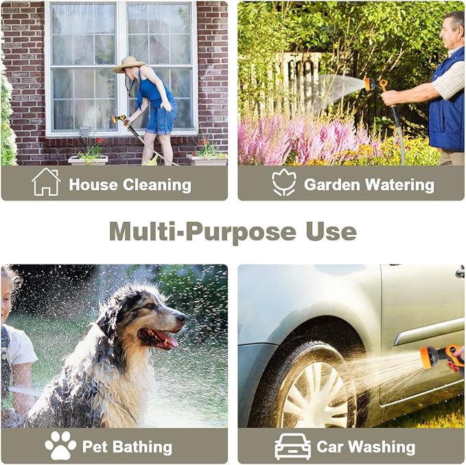 Omont Metal Garden Hose 50FT, Heavy Duty 304 Stainless Steel Water Hoses with Nozzle, Flexible Garden Hose, Lightweight, Rust Proof, No-Kink & Tangle for Yard, Outdoor, RV