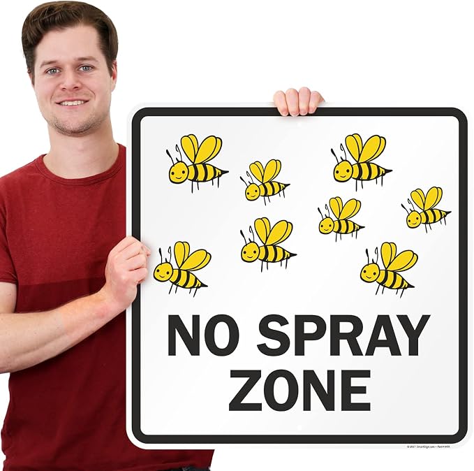 SmartSign 24 x 24 inch “No Spray Zone” Metal Sign with Pre-Cleared Holes, 80 mil Laminated Rustproof Aluminum, Black and Yellow, Made in USA