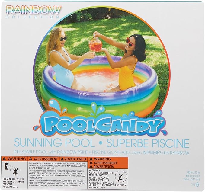 Poolcandy Inflatable Sunning Pools for up to 3 Adults (Rainbow Blue, Yellow, and Orange Inflatable Sunning Pool)