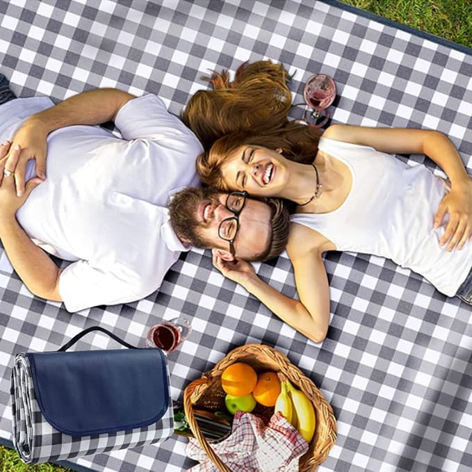 RUIBOLU Large Picnic Blanket Beach Blankets, 80''x60'' Picnic Mat Waterproof Sand Proof Foldable Portable for Outdoor Camping Hiking Travel Grass Park Music Festival Lawn Mats